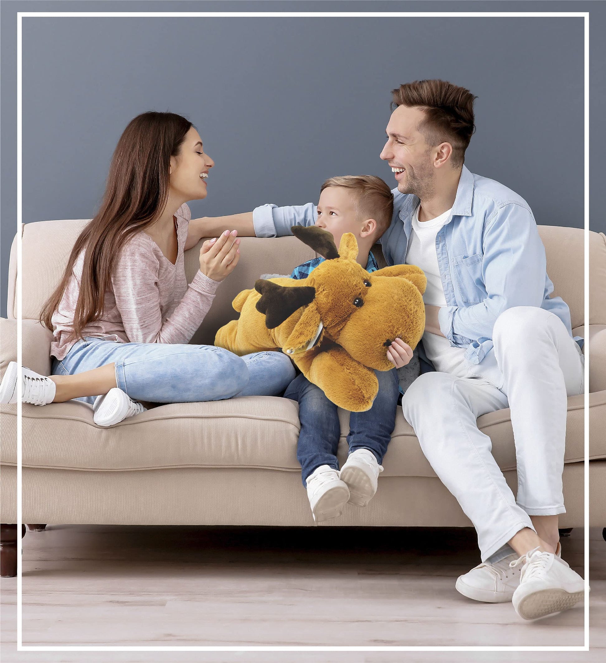 DolliBu Plush Moose Stuffed Animal Pillow Size - Super Soft Animal for Kids, Cozy Nap Buddy, Floor Pillow for Kids and Toddlers, Jumbo Hugging Plush