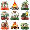 9 PCS Camping Honeycomb Centerpieces with Fake Campfire, Camping Table Decorations, Camping Decorations, Camping Themed Party Decorations, Camping