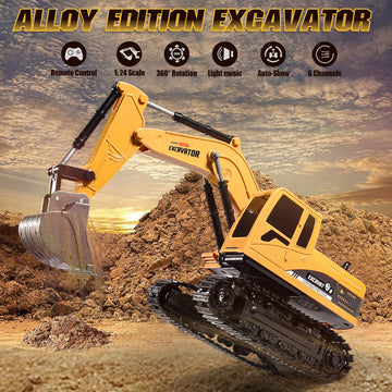 Remote Control Excavator, Beach Excavator Sand Toy Gift for Boys Age 3-7
