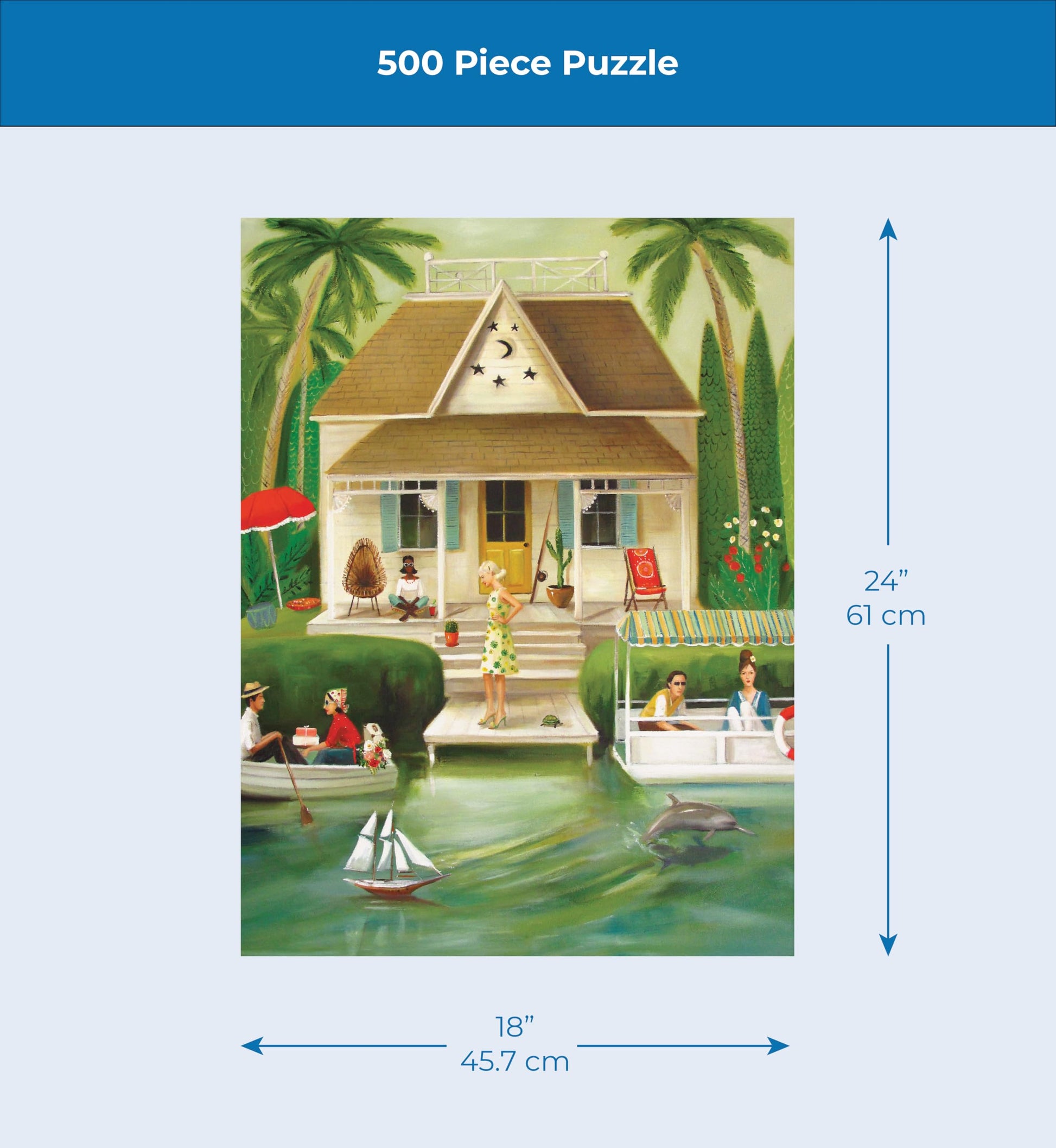 New York Puzzle Company - Janet Hill Splendid Summer Home - 500 Piece Jigsaw Puzzle for Family Game Nights by Janet Hill