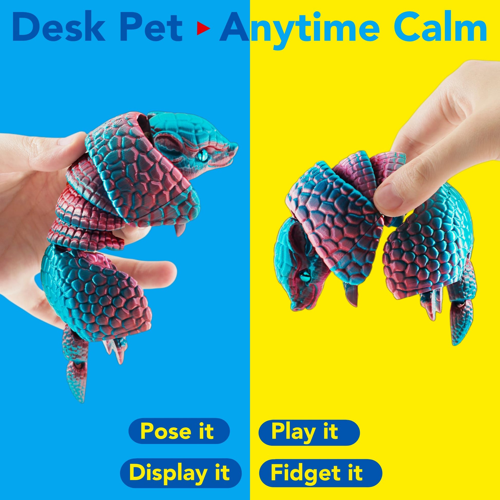 Maxdecoer 3D Printed Articulated Armadillo Toy, Flexible Movable Armadillo Desk Pet, Fidget Animal Figurine for Home Office Decor, Collectible Gift