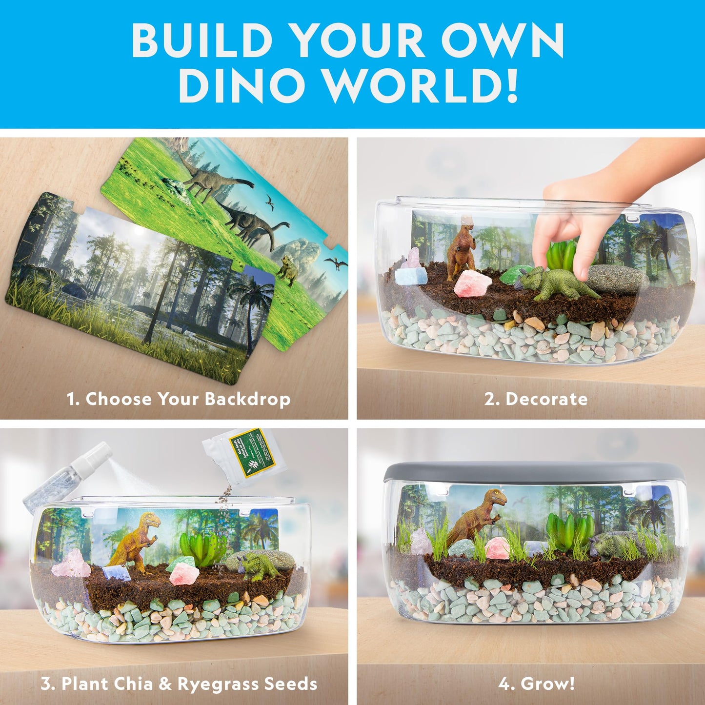 National Geographic Light-Up Dinosaur Terrarium Kit for Kids Ages 6+