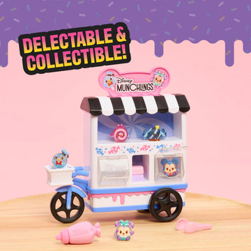 Disney Munchlings Candy Cart Playset with Lights, 13-Pieces, Color Change and Scented Figures, Kids Toys for Ages 3 Up by Just Play