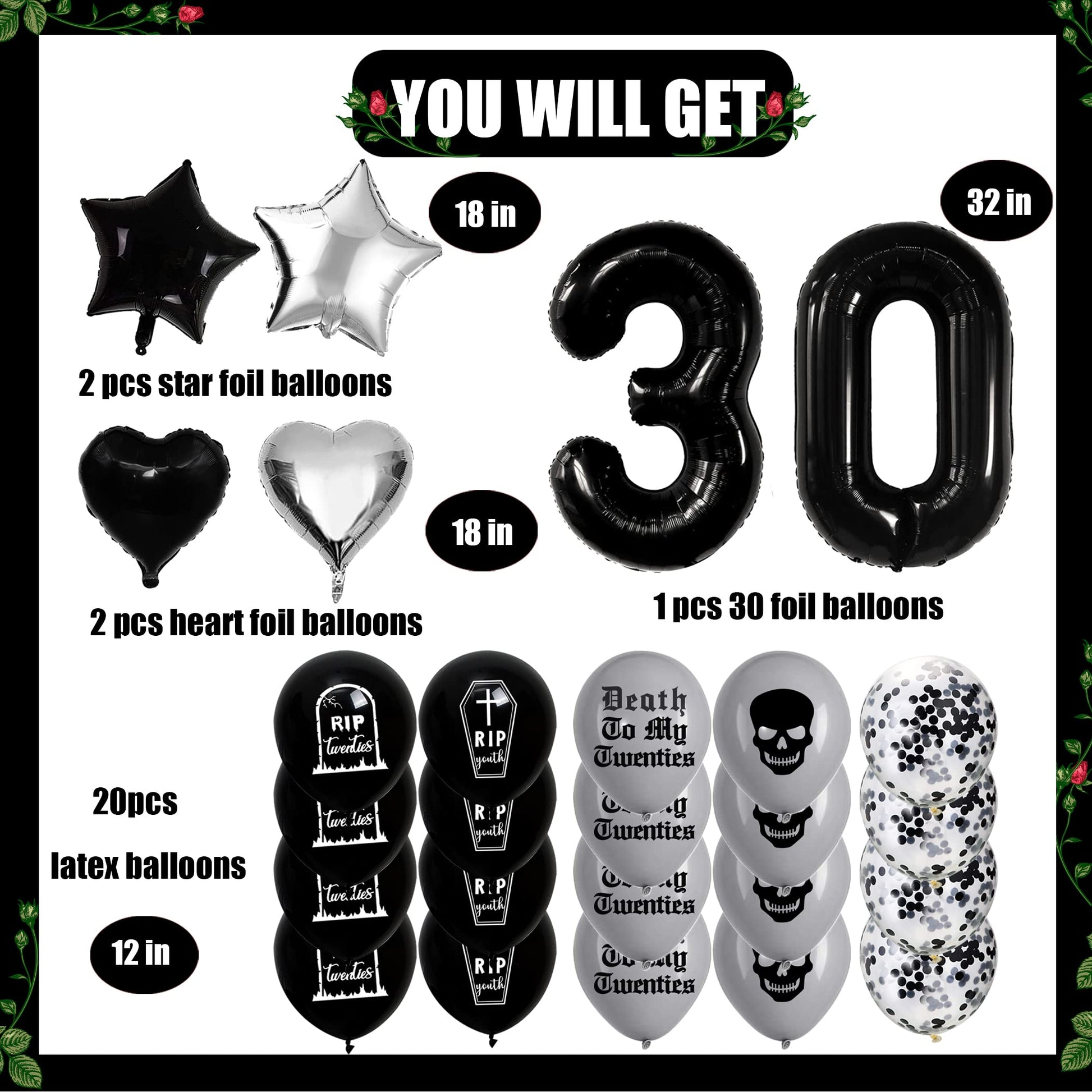 Death to My 20s 30th Birthday Decorations, Rip to My 20s Birthday Set