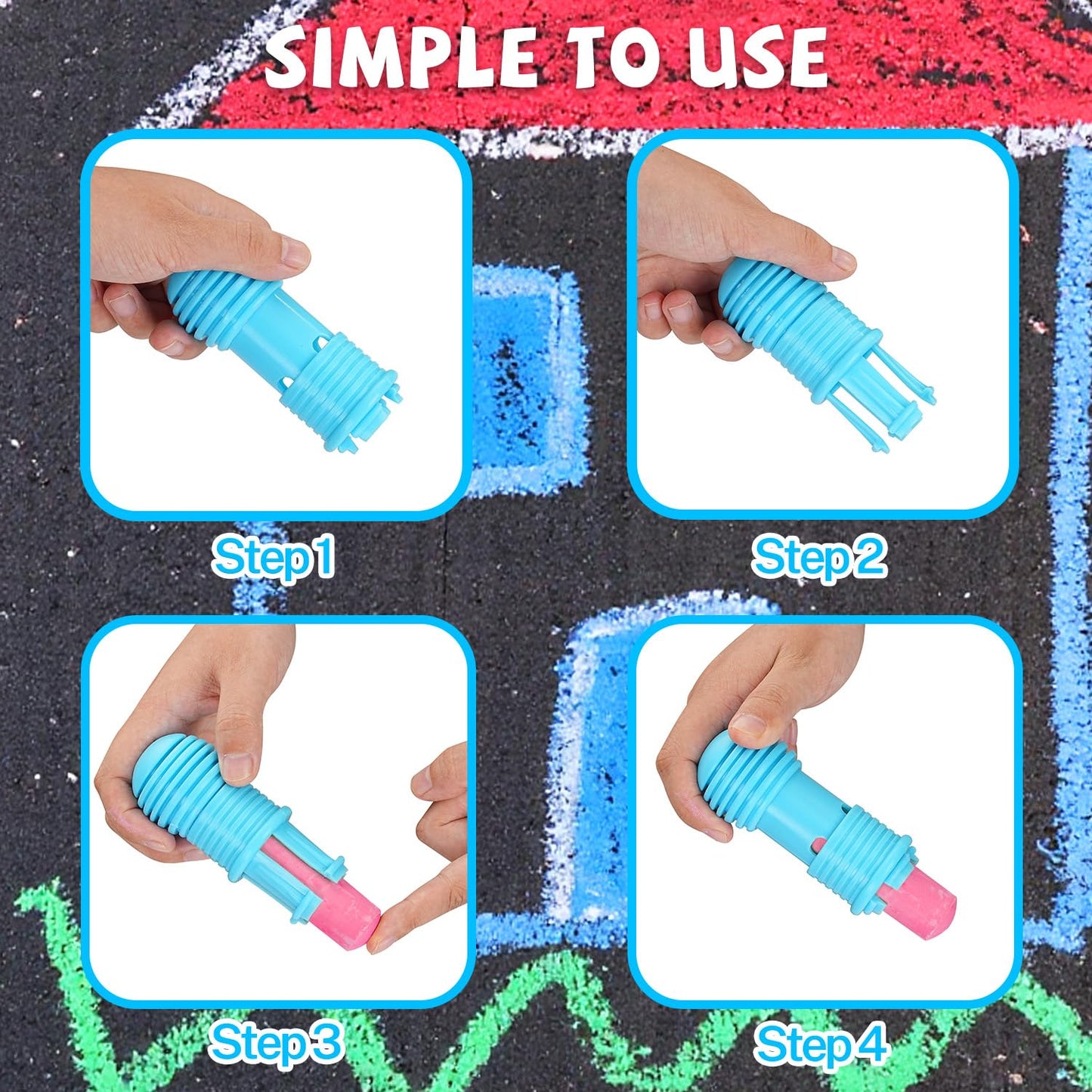 VEESA Sidewalk Chalk for Kids, Bucket Pack (46 Count + 2 Chalk Holders)