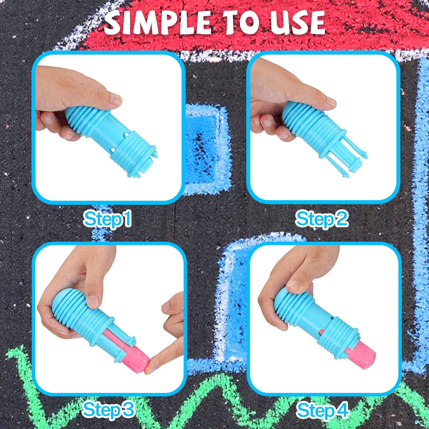 VEESA Sidewalk Chalk for Kids, Bucket Pack (46 Count + 2 Chalk Holders)