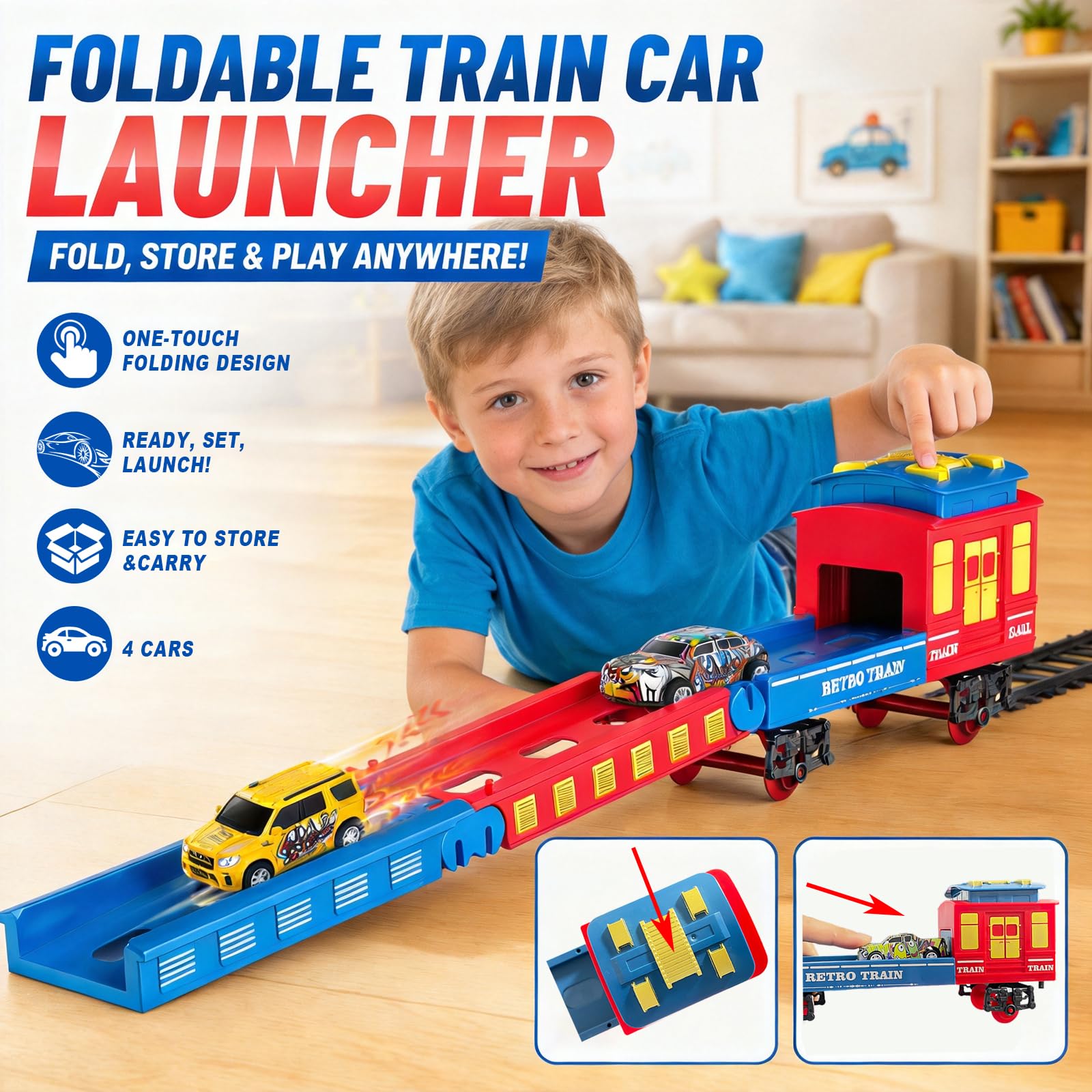 Electric Train Set Christmas Train Toys for Boys with Smokes, Lights and Sound (ON/Off) Train Set Under Christmas Tree, Toddler Model Trains for 3 4 5