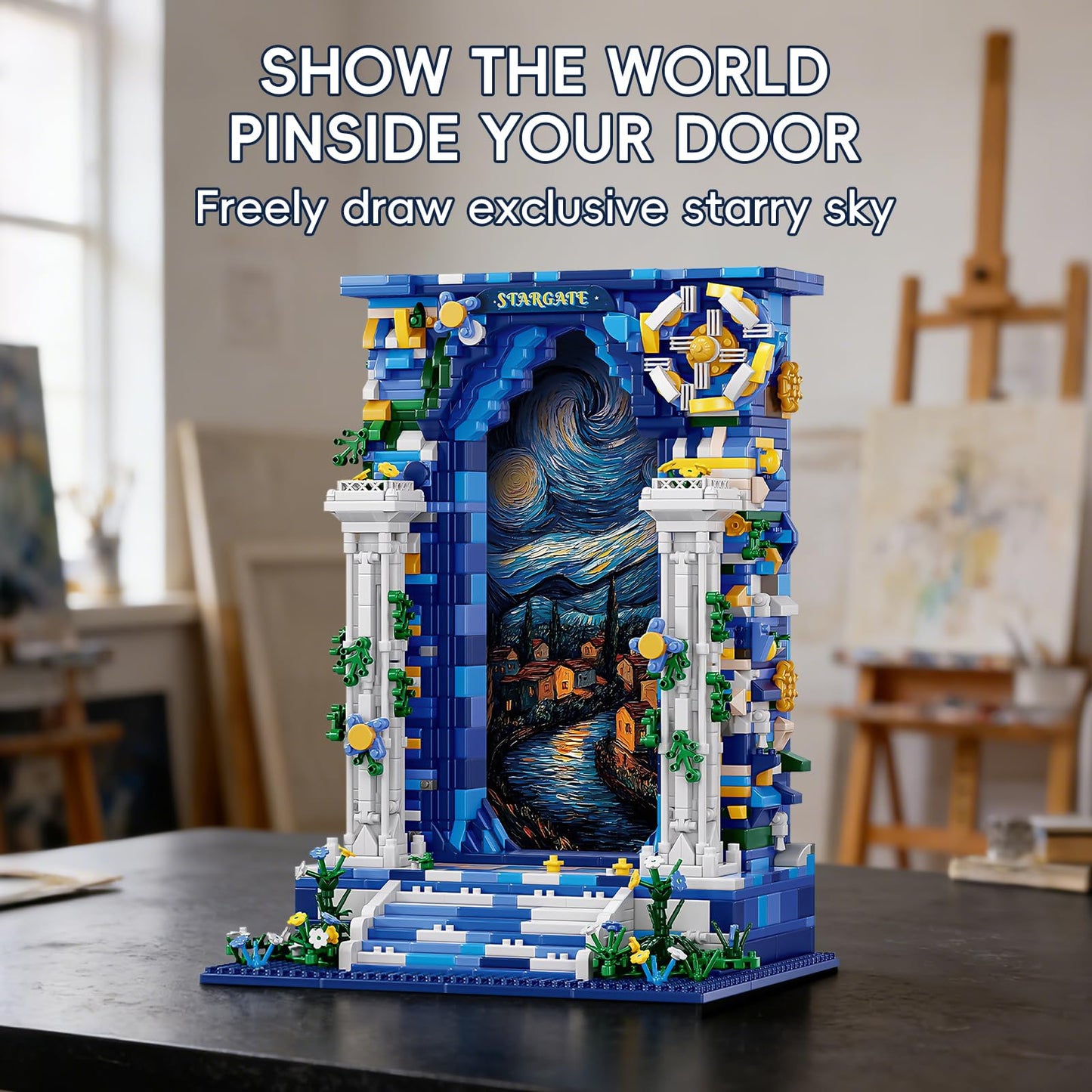 HJPLPXH Starry Night Micro Bricks Wall Art Building Set Decor for Adults
