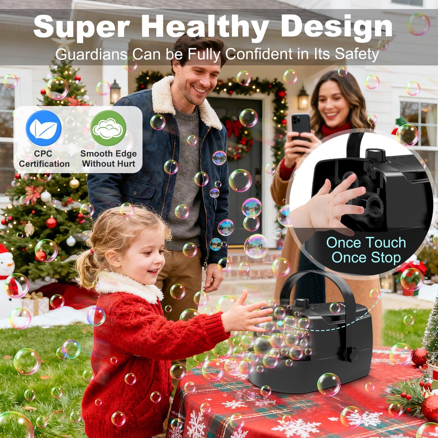 Zerhunt Durable Bubble Machine for Party: 3 Power Modes for Non-Stop Fun - 18000+ Bubbles Per Minute High Output 30 Mins Bubbles per Refill - Kids