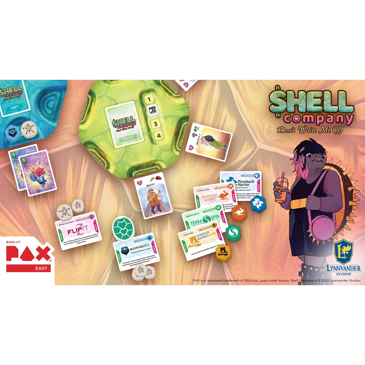 Lynnvander Studios: Shell Company: Don't Write Me Off - Strategy Board Game, File Taxes & Find Love (As a Turtle), Ages 14+, 2-6 Players, 60 Min