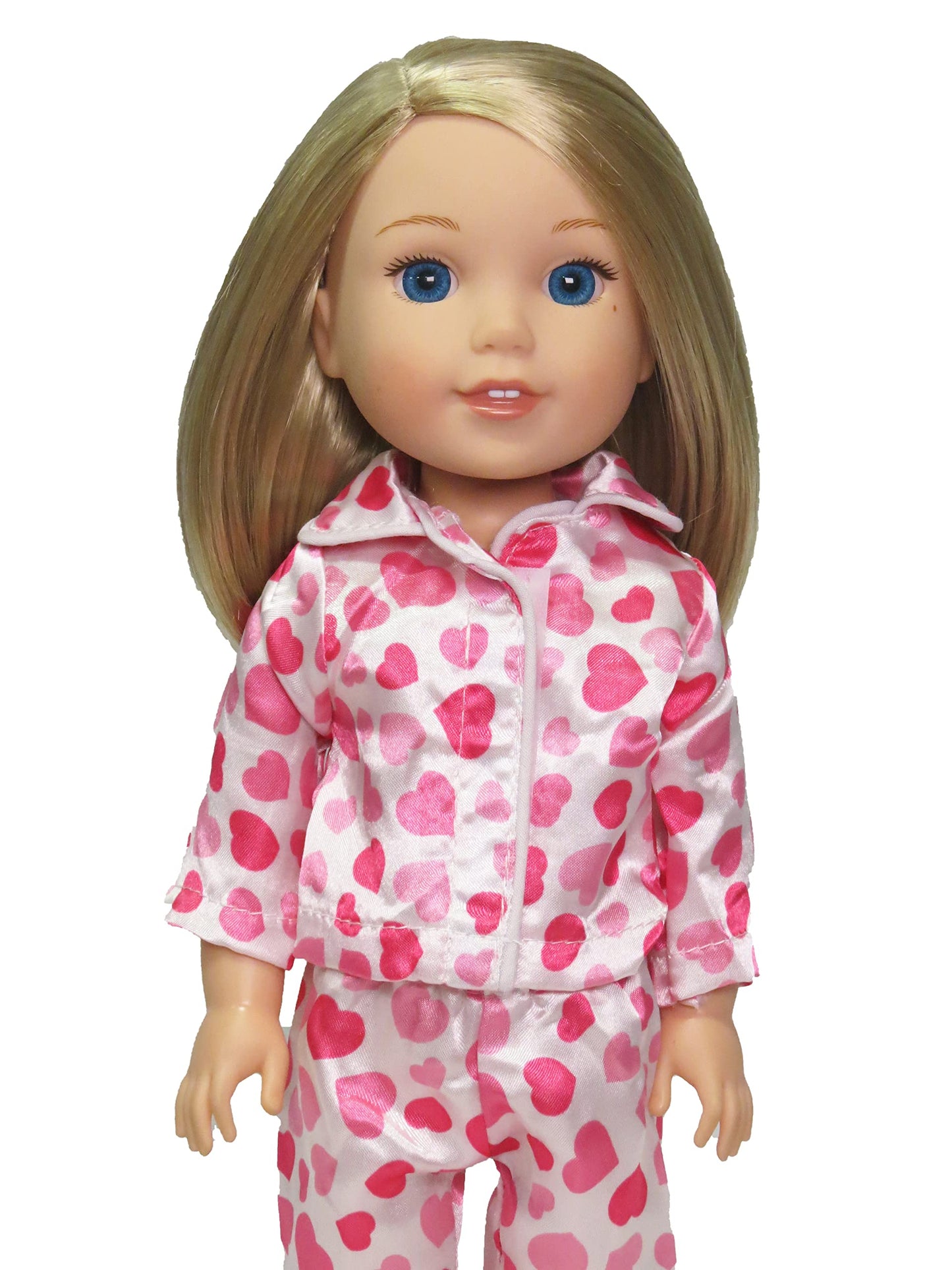 American Fashion World Pink Heart Pajamas for 14-Inch Dolls | Premium Quality & Trendy Design | Dolls Clothes | Outfit Fashions for Dolls for Popular