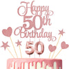 Lecferrarc 50th Birthday Cake Decorations, 50th Birthday Candles Cake Numeral Candles and Glitter Happy 50th Birthday Cake Toppers Set for Birthday