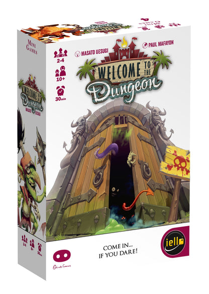 IELLO: Welcome to The Dungeon, Push-Your-Luck Elements, Disappearing Equipment, Strategy Board Game, 30 Minute Game Play, 2 to 4 Players, Ages 10