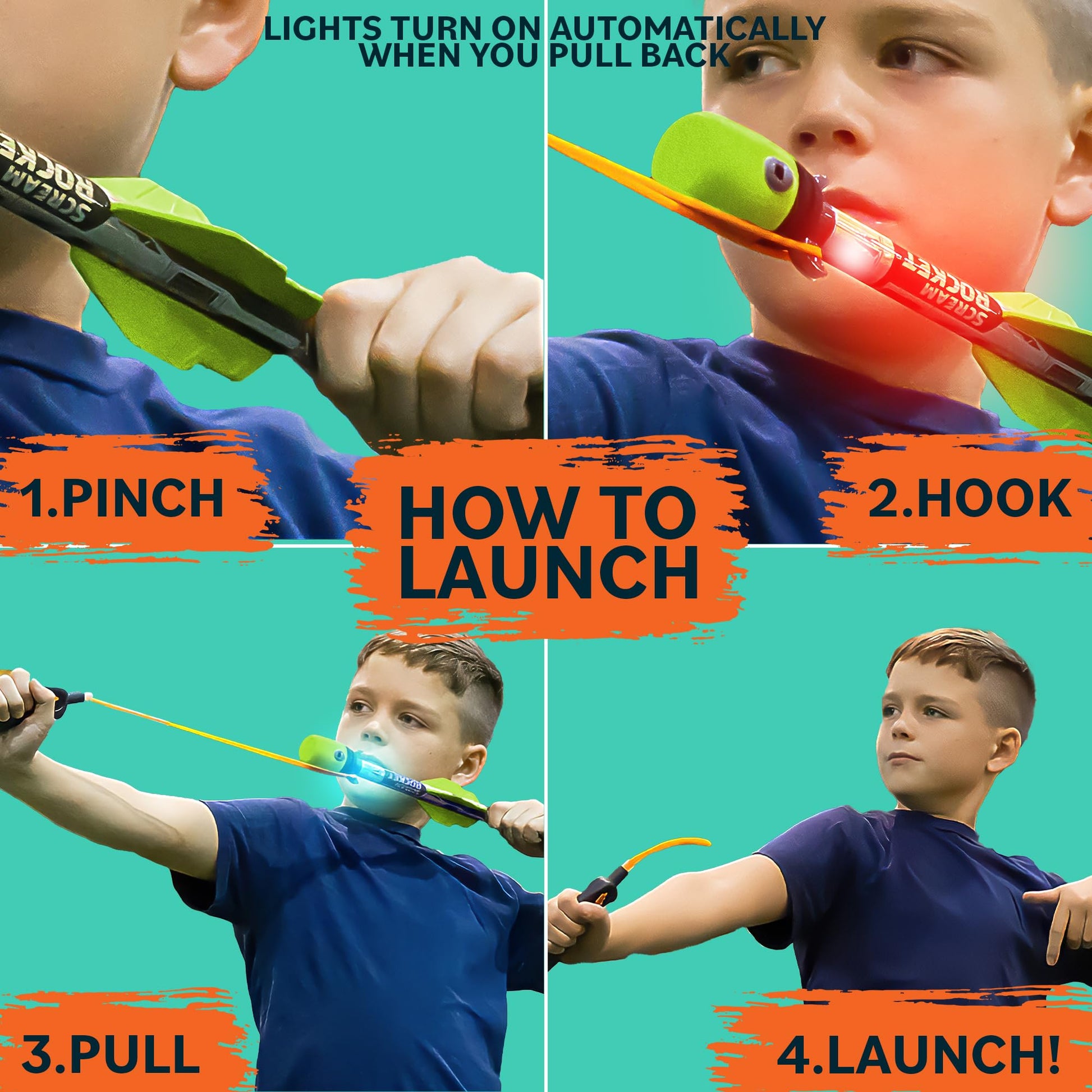Light Up Foam Rocket Toys for Kids: Best LED Rocket Launcher Slingshot Lights Up & Makes Noise! Boys & Girls Outdoor Toys Party Favors Summer Birthday
