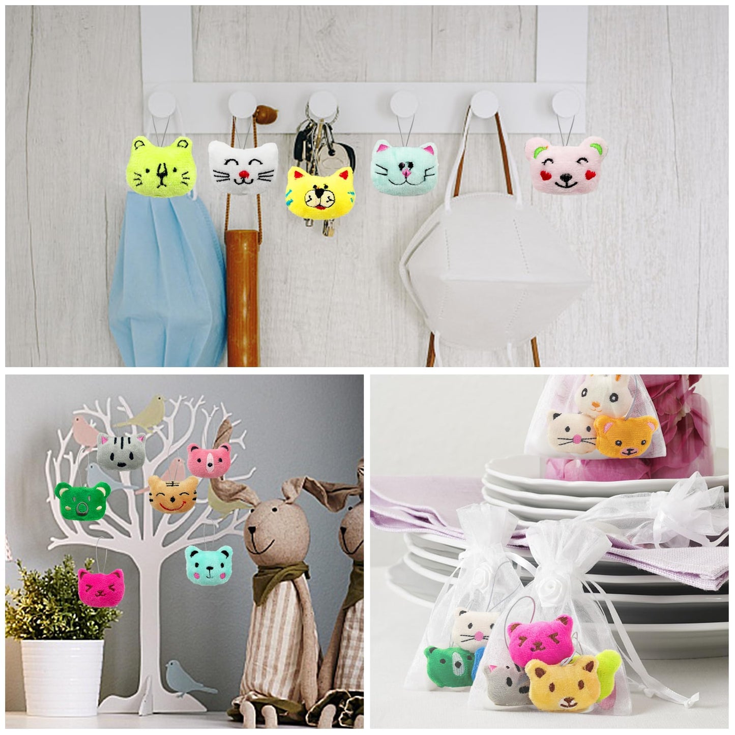 XIPEGPA 50 PCS Mini Animal Plush Toys Set Cute Small Animal Stuffed Toy Keychain for Party Favors Keychain Ornament for Goody Bag Easter Egg Stuffers