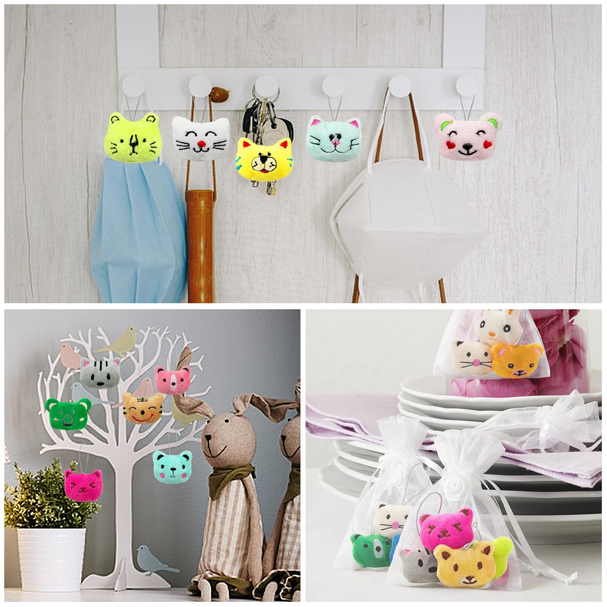 XIPEGPA 50 PCS Mini Animal Plush Toys Set Cute Small Animal Stuffed Toy Keychain for Party Favors Keychain Ornament for Goody Bag Easter Egg Stuffers