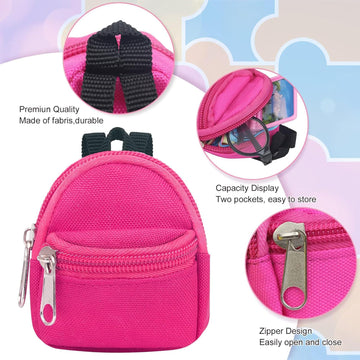 PanniOhye 6PCS Mini Doll Backpack for 15cm/17cm Vinyl Dolls - Blind Box Accessories, Multi-Color, Holds Small Items (Pattern)