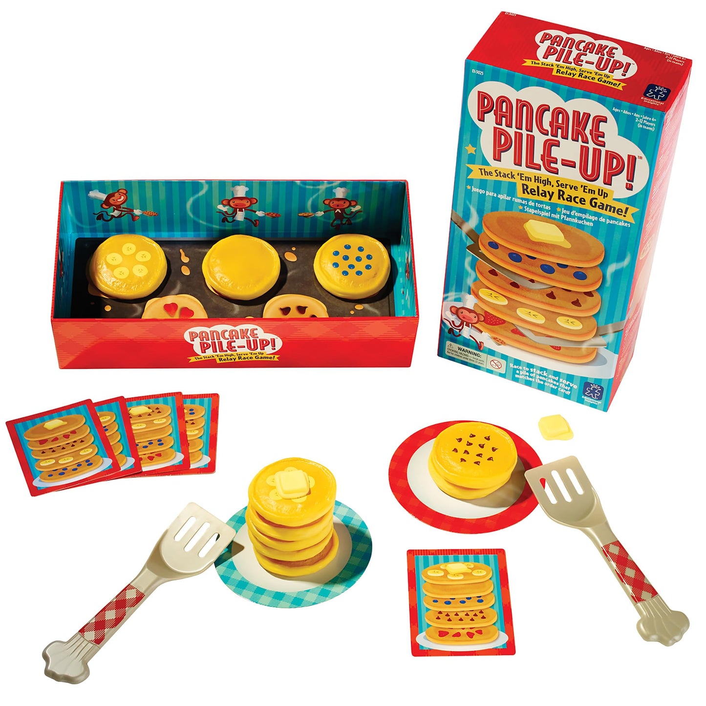 Educational Insights Pancake Pile-Up - Relay Race Games for Kids, Gross Motor Preschool Games for 4 Year Olds, Birthday Party Activities, Matching