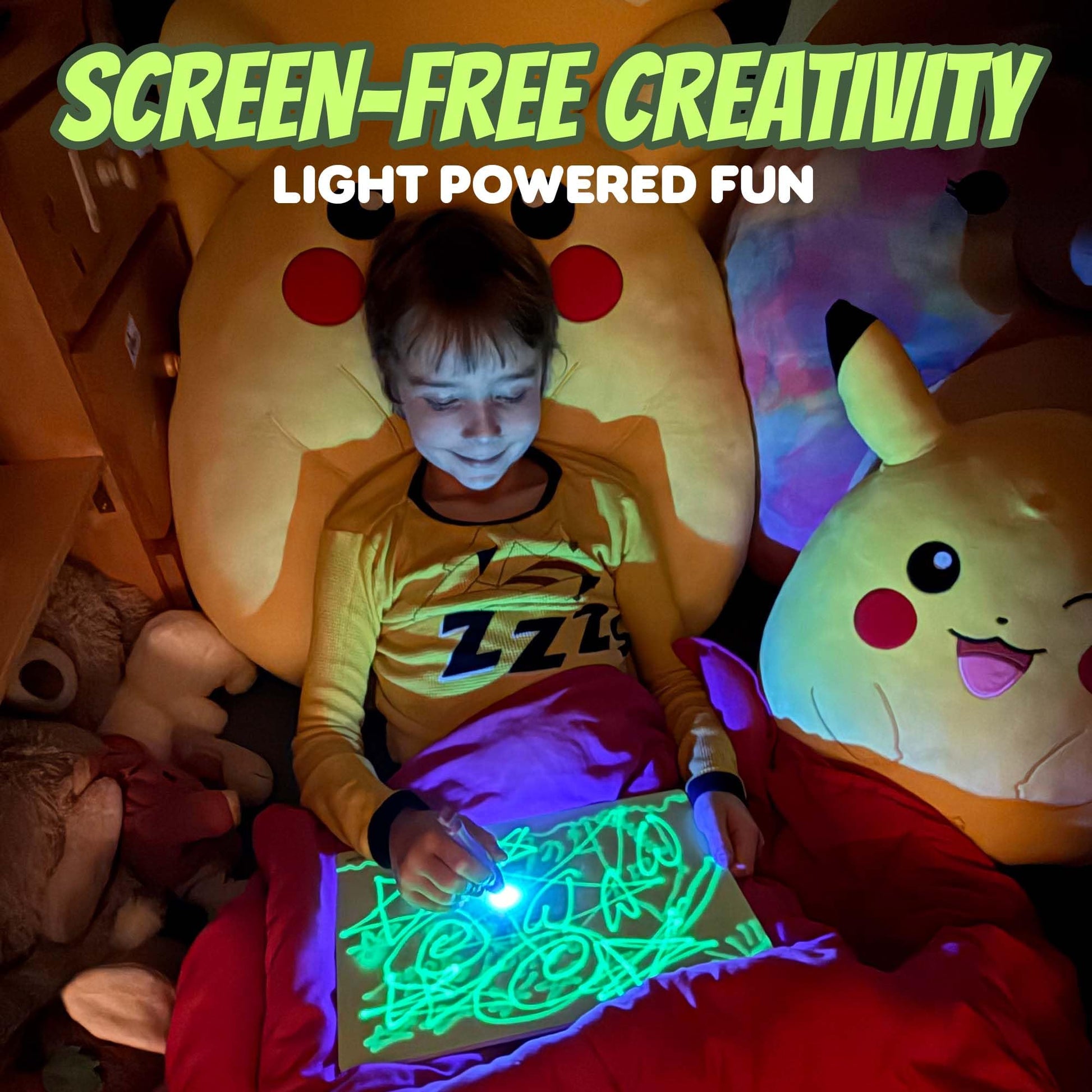 GlowBoard Light Drawing Pad by Bolderglow - Double-Sided Glow-in-the-Dark Board | Reusable Light Pen Art Board with No Mess or Cleanup