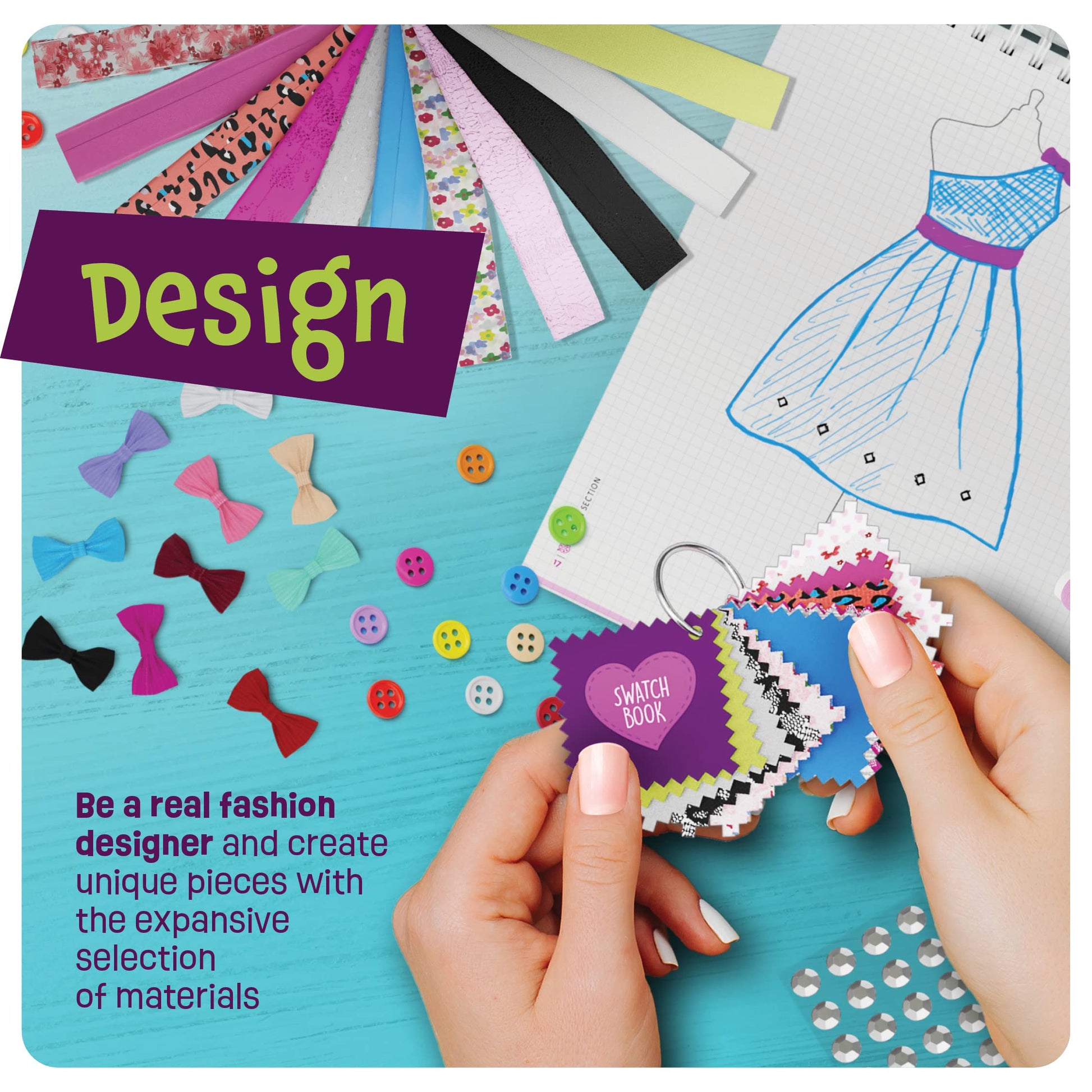 Pretty Me Fashion Design Studio - Sewing Kit for Kids - Designer Dress Girls Arts Crafts Kits Ages 8, 9, 10, 11, 12 Age - Sketch, Sew, Style - Kid Art