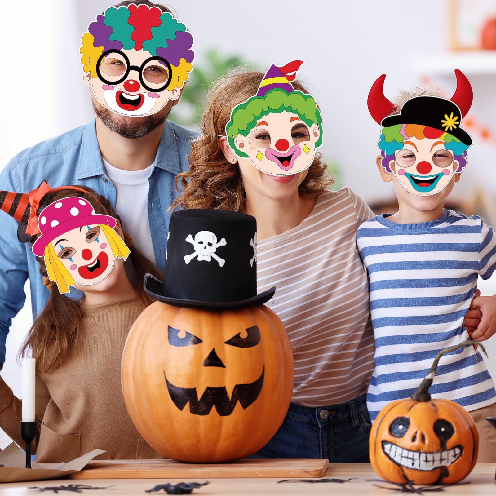 ZEELONA 24 Pcs Circus Craft for Kids Summer Class Color Your Own Clown Mask