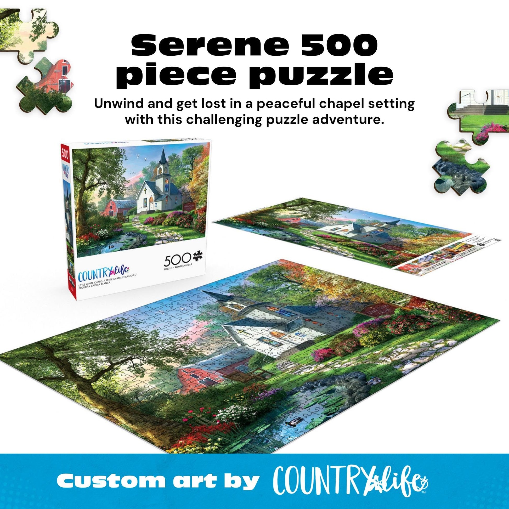 Buffalo Games - Little White Chapel - 500 Piece Jigsaw Puzzle for Adults