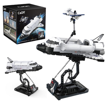CADA Bricks - NASA Space Shuttle Discovery Building Set with Satellite & Display Stand, 475 Pieces, NASA Shuttle Model Kit, Compatible with Major