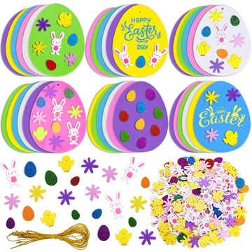 Max Fun 208PCS Easter Foam Stickers DIY Easter Craft Kit Foam Eggs for Kids Classroom, Party Supplies, DIY Cards and Decorations