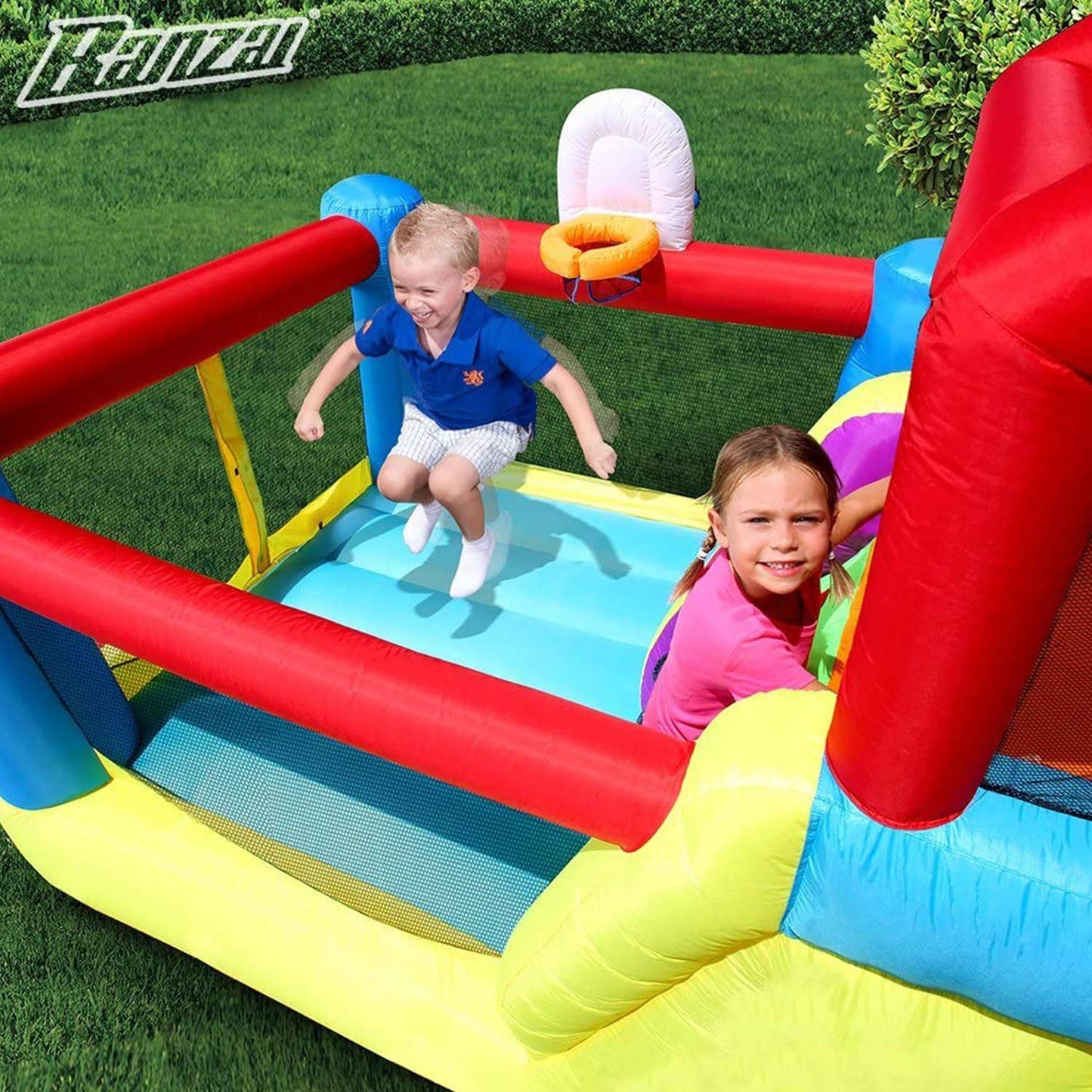 BANZAI Climb N Bounce Clubhouse (Outdoor Backyard Summer Spring Inflatable Jumping Bouncing House Castle)