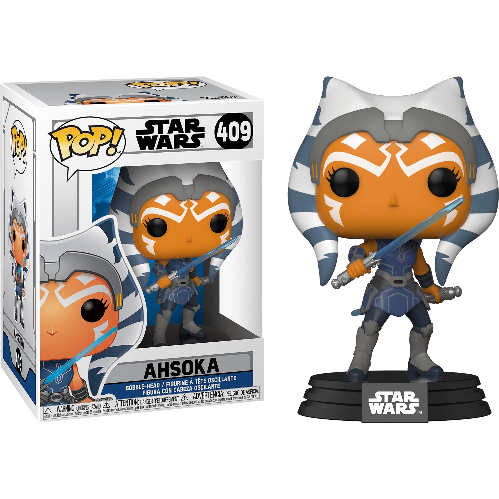 Ahsoka: Fun ko P o p ! Vinyl Figurine Bundle with 1 Compatible 'ToysDiva' Graphic Protector (409-52023 - B)