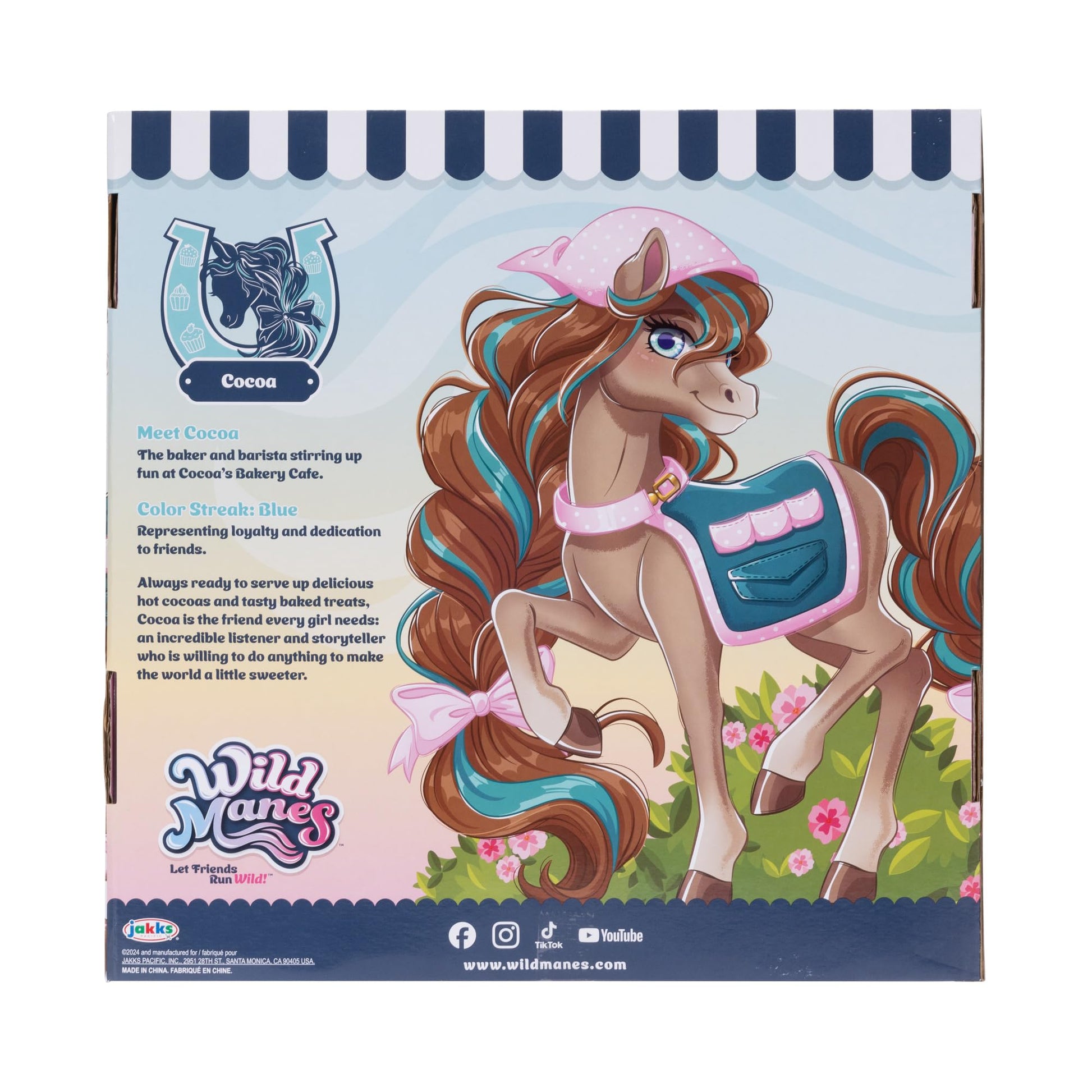 Wild Manes Horse Toys - Cocoa’s Bakery Café Cart Playset with Cocoa Horse Doll, Pastry & Drink Accessories, Brush & Stuffed Animal