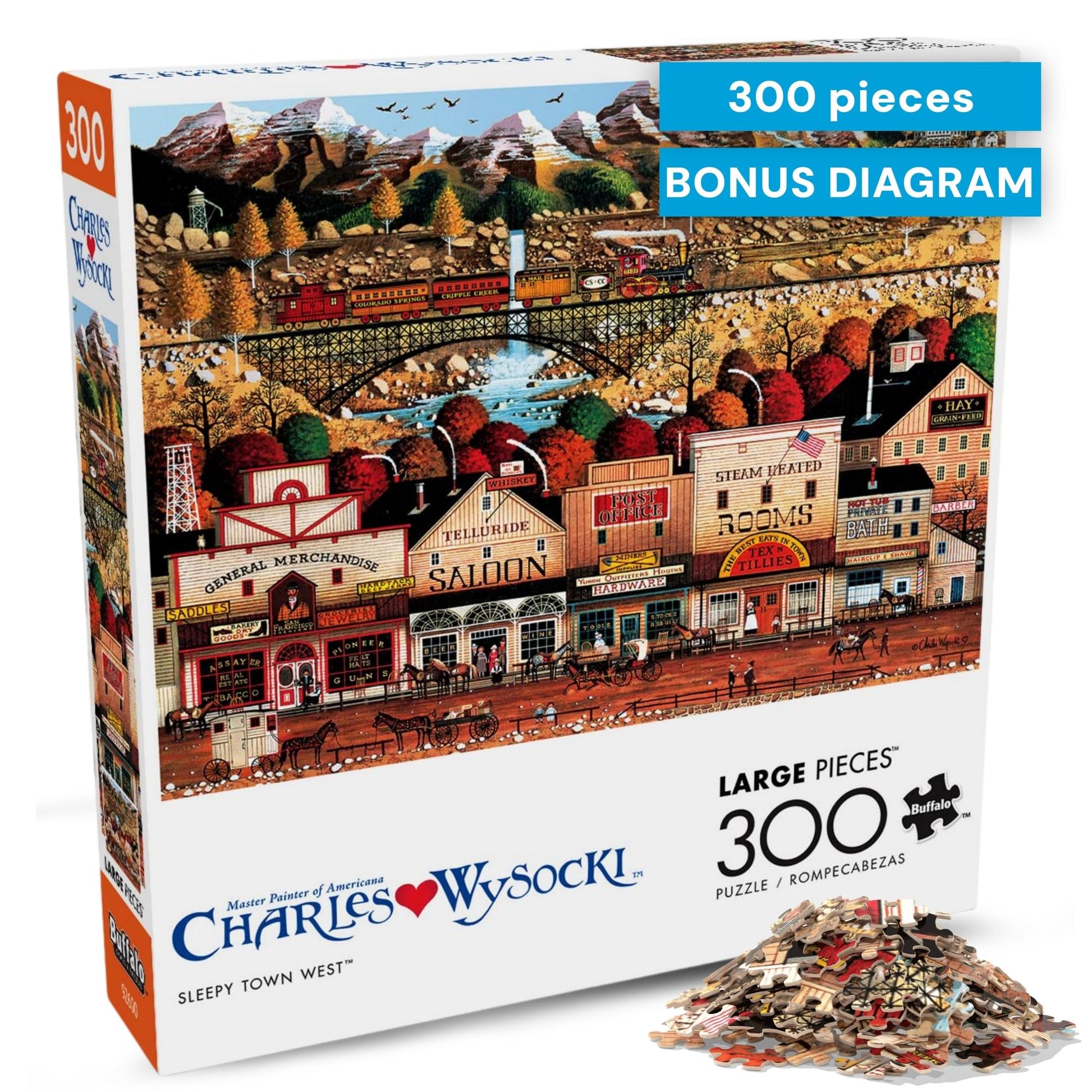 Buffalo Games - Charles Wysocki - Sleepy Town West - 300 Large Piece Puzzle