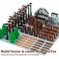 BroTex Doors Windows Accessories Bricks Pieces, City House Parts Garden Classic Road Lamp Light Ladder Gate Castle, Creative DIY Construction