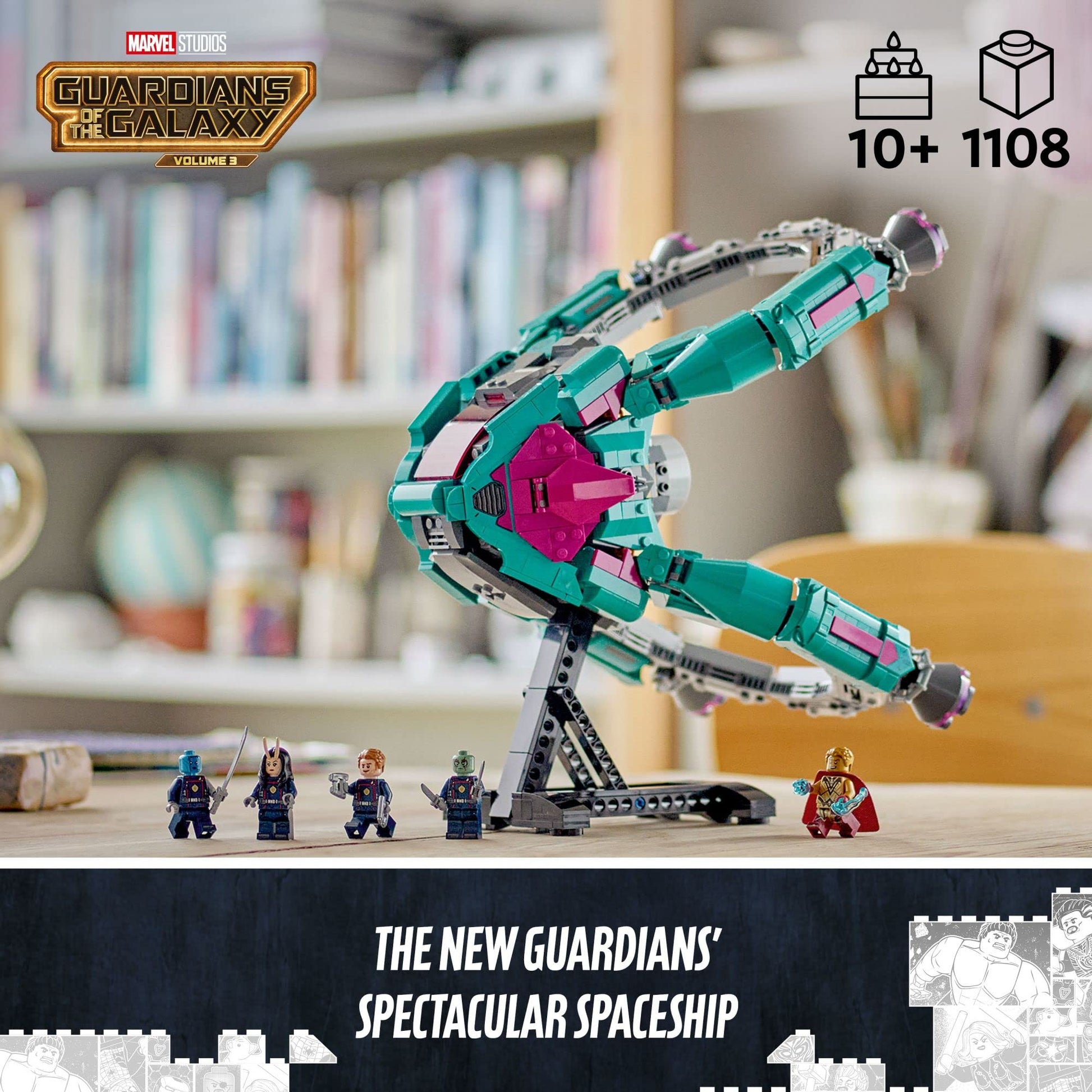 LEGO Marvel The New Guardians’ Ship 76255, Spaceship Building Toy with 5 Minifigures, Collectible Model from Guardians of The Galaxy 3, Displayable