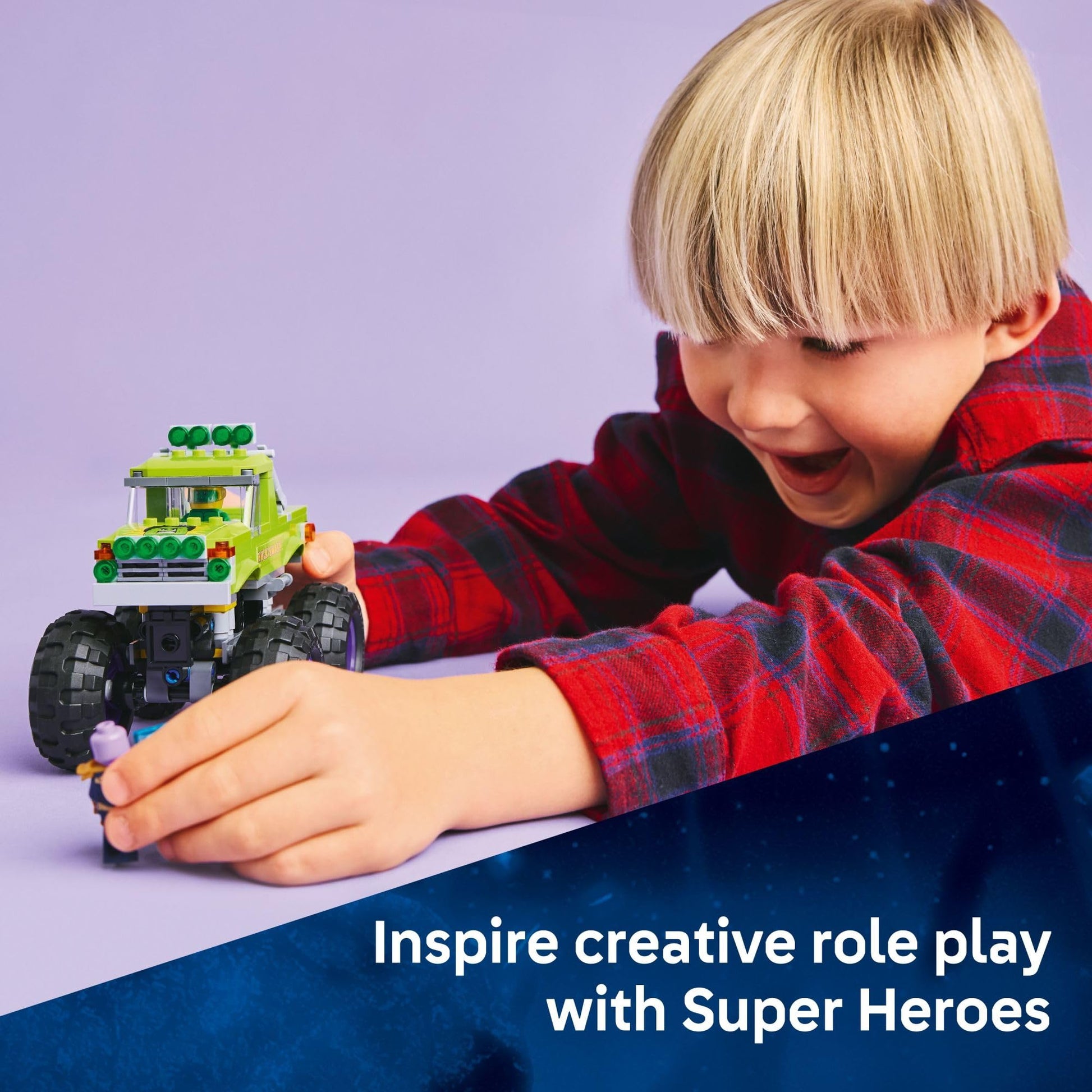 LEGO Marvel The Hulk Truck vs. Thanos - Monster Truck Building Toy for Kids 7+ - Includes Hulk & Thanos Toy Minifigures - Creative Birthday Gift Idea