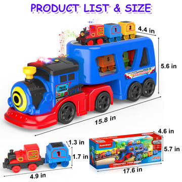 Number Train Set for Kids, Include 1 Transport Trucks, 8 Magnetic Trains