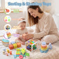 BFALSHB Baby Montessori Toys 6-12 Months, 5 in 1 Sensory Learning Set with Stacking Blocks, Shape Sorter, Bath Toys, Activity Cube, Dinosaur Stacker