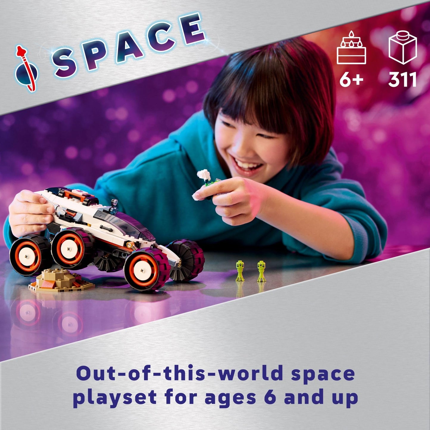 LEGO City Space Explorer Rover and Alien Life Toy, Space Gift for Boys and Girls Ages 6 and Up with 2 Minifigures, Robot and Extraterrestrial Figures,