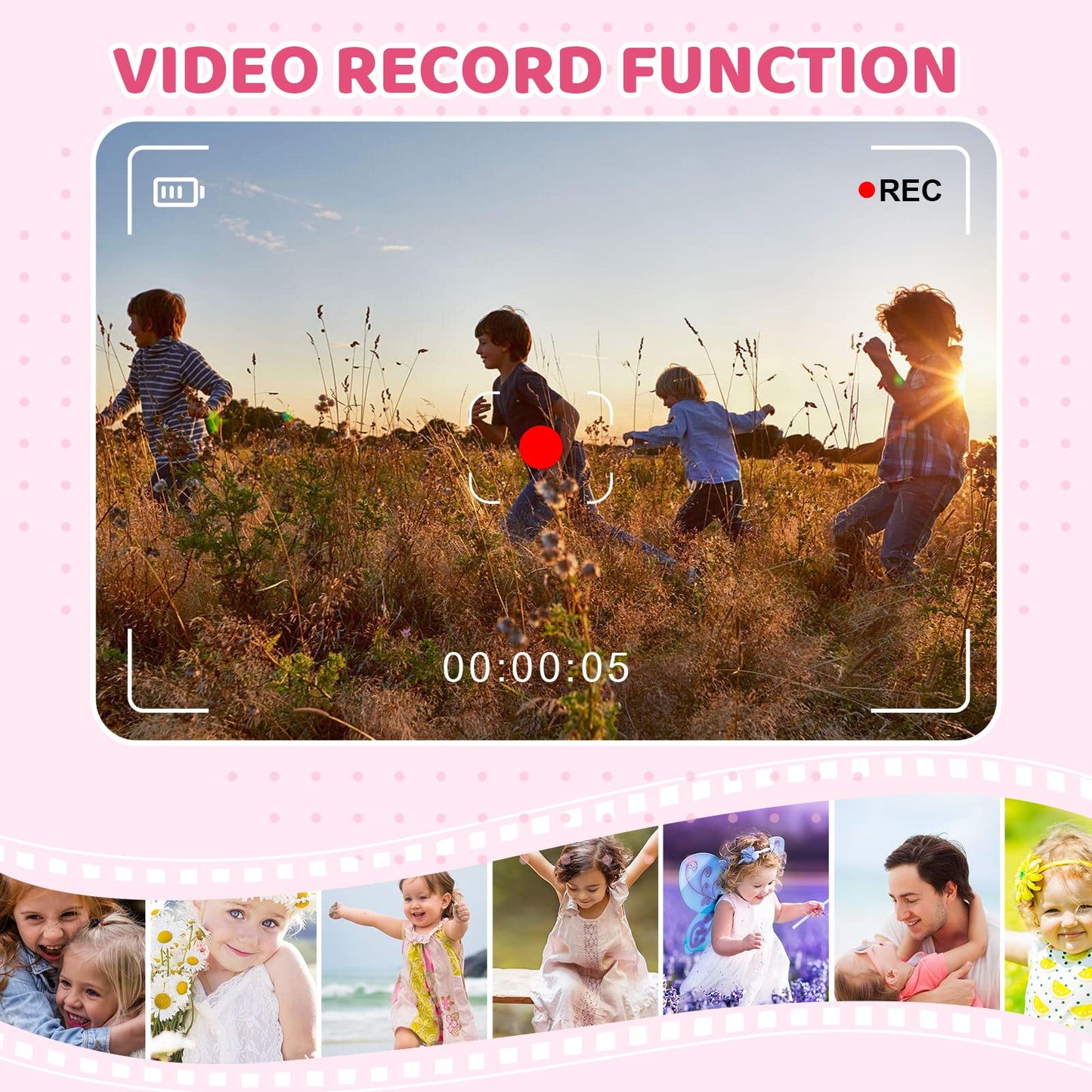 ASTGMI Kids Camera, 2.0 Inch Child Digital Camera, Mini Digital Camera for 3-10 Year Old Boys Girls, 1080P HD Video, 32G SD Card, USB Line