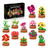 12 Pack Flowers Succulent Party Favors for Kids Building Set, 1001 Pcs Botanical Bonsai DIY Creative Mini Building Blocks for Kids, Artistic Floral