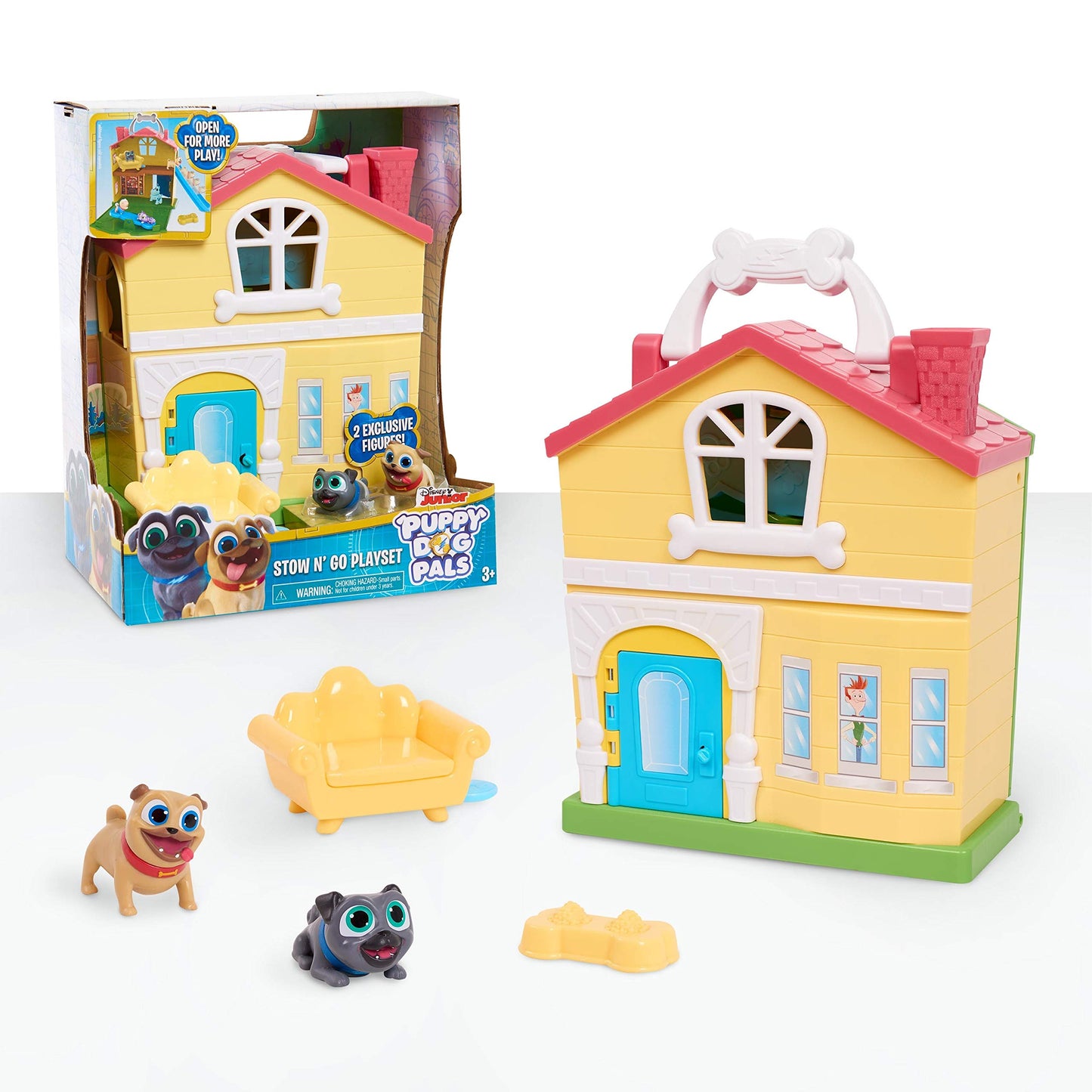 Puppy Dog Pals Stow N' Go Playset with Handle, Travel Toys for Kids, Officially Licensed Kids Toys for Ages 3 Up by Just Play