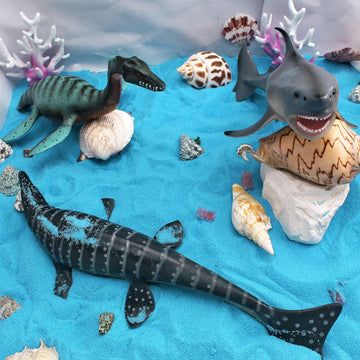 Large Replica of Mosasaurus 10 Inch 3PCS Prehistoric Sea Creatures Toys for Kids Gift Shark Figure Ocean Life Collection Sea Animals for Toddler Boys