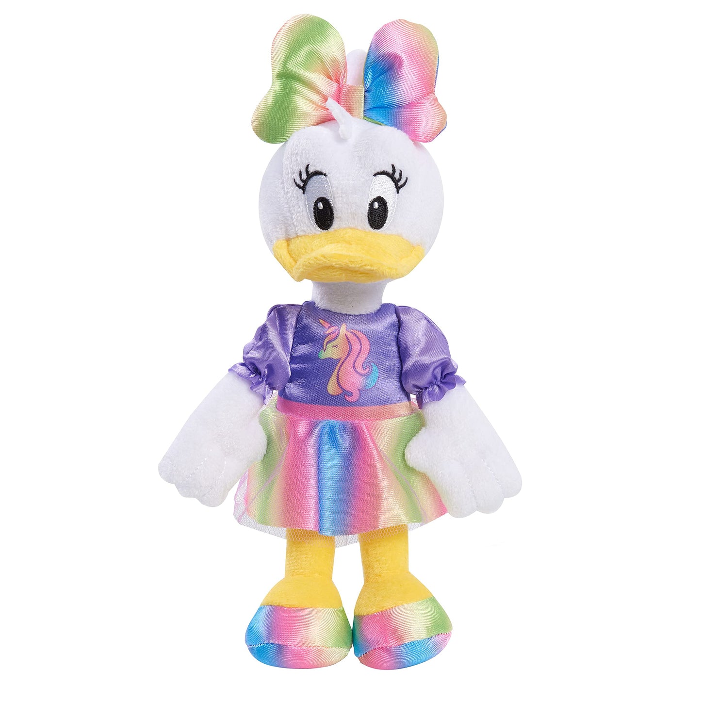 Disney Junior Minnie Mouse 8-Inch Small Unicorn Daisy Beanbag Plush, Daisy Duck In Purple and Rainbow Unicorn Dress, Stuffed Animal