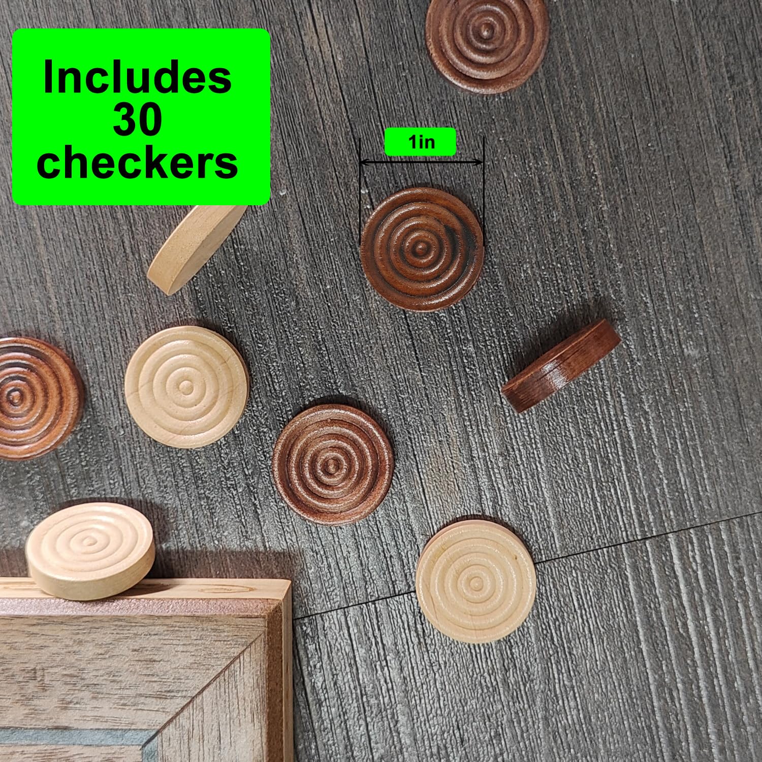 Baspoom Checkers Pieces -Backgammon Pieces-Dark Brown/Natural 15tablets Each (Brown and Beige, 25.4mm/1in)