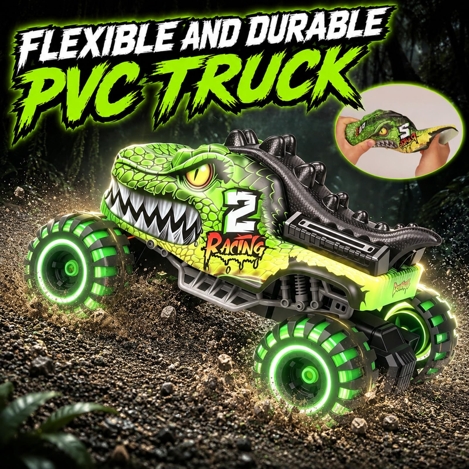 Remote Control Monster Truck Toys for Kids 6-12, Dino RC Car Monster Trucks