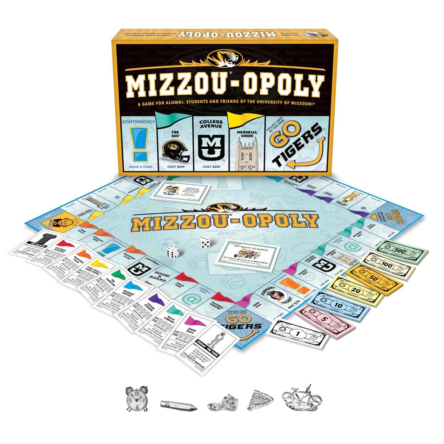 Late for The Sky Mizzou-Opoly Board Game - University of Missouri Campus Edition, Family Strategy Game, 2-6 Players, Ages 8+, Classic or 1-Hour Play