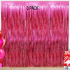 EUFARS Valentine's Day Party Decorations, 3 Pack 3.2x8.2ft Hot Pink Metallic Foil Fringe Curtain Streamer Backdrop for Bachelorette Birthday Party