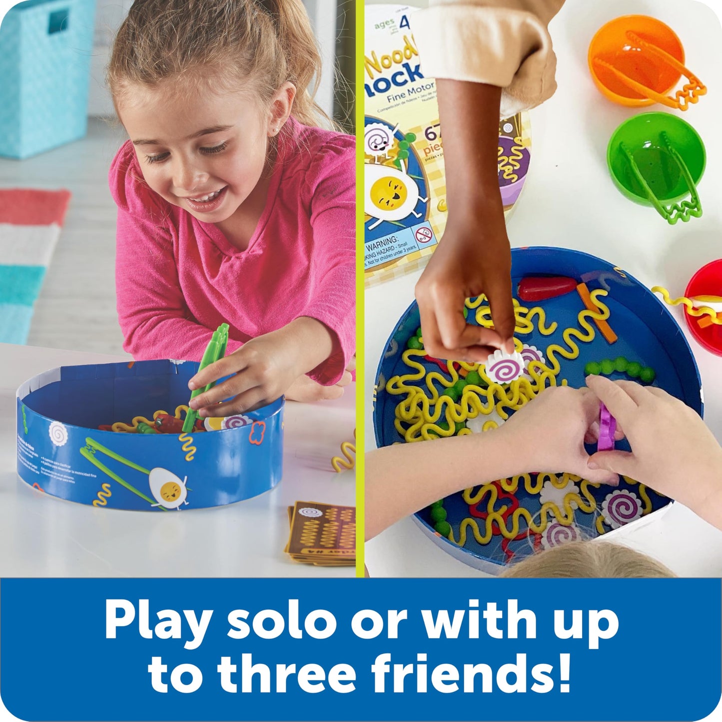 Learning Resources Noodle Knockout Fine Motor Game - Games for Kids Ages 4-8, Toddler Board Game, Educational Matching Kids Games, Preschool