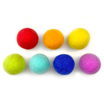 Rainbow Large Felt Balls | Montessori Wool Pom Poms for Baby, Crafts, Cats, Essential Oils, Felting & Garland | 7 ROYGBIV Colors | 4 CM (1.75-2")