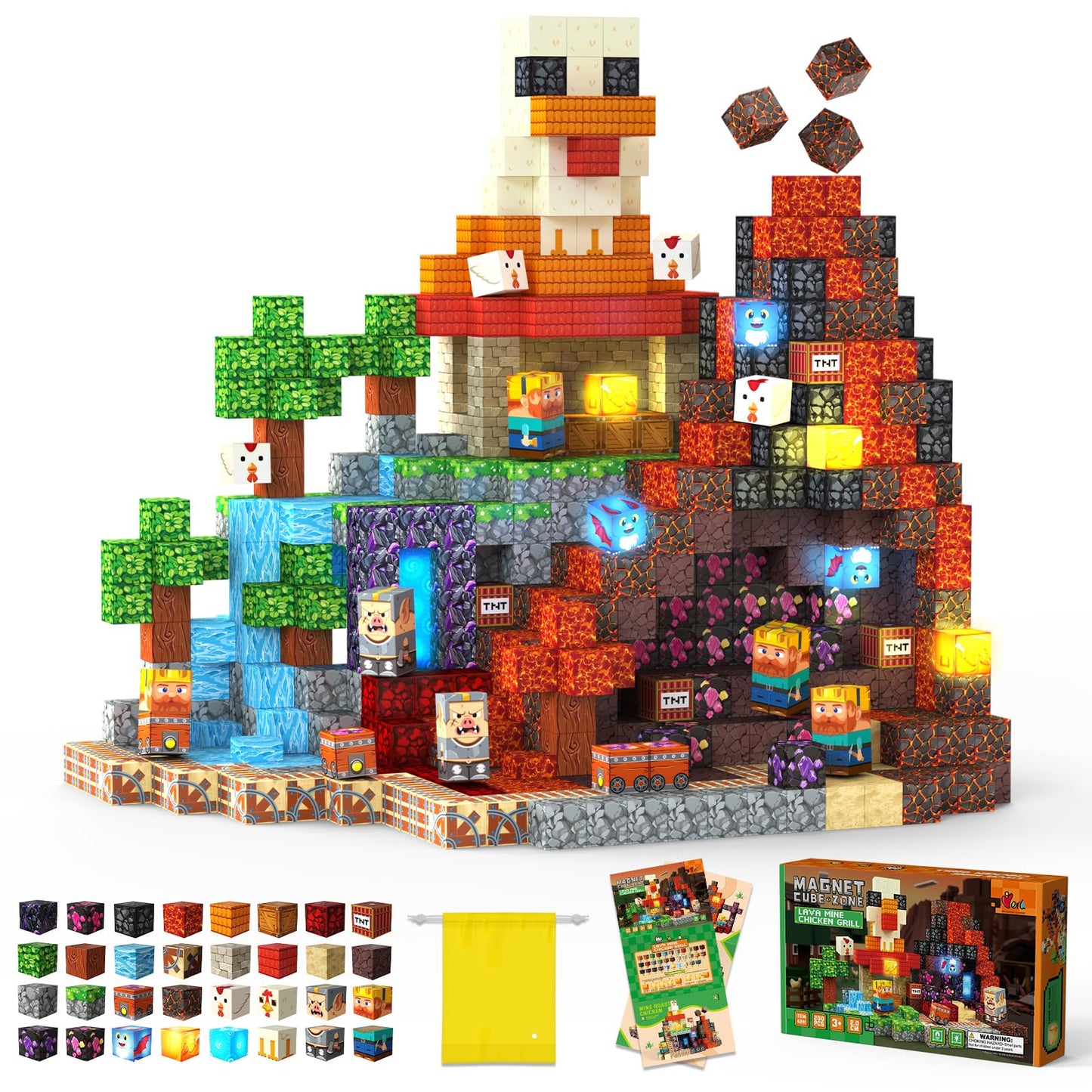 Magnetic Blocks 200PCS, STEM Educational Building Toys for Toddlers 3+, Large 0.8in Magnet Cubes Sensory Toys, Creative Stacking Construction Set